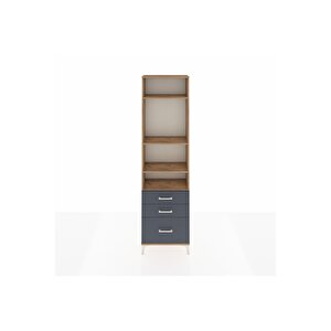 Arges Dolap 4 Raflı 3 Çekmeceli 60x30x221 Çam-antrasit