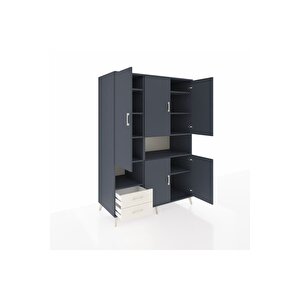 Kronos Dolap 10 Raflı 2 Çekmeceli 5 Kapaklı 132x59x195 Antrasit-antrasit/aytaşı