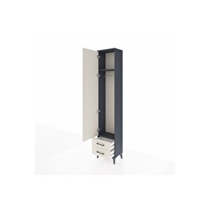 Arges Dolap 2 Raflı 2 Çekmeceli Tek Askılı 44x30x221 Antrasit-aytaşı