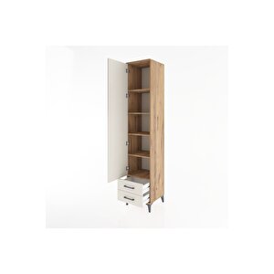 Hyperion Dolap 5 Raflı 2 Çekmeceli Tek Kapaklı 44x44x221 Çam-aytaşı
