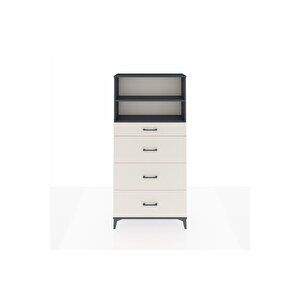 Arges Dolap 2 Raflı 4 Çekmeceli 88x30x182 Antrasit-aytaşı