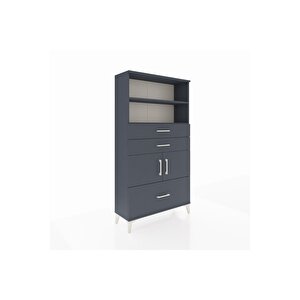 Arges Dolap 3 Raflı 3 Çekmeceli 2 Kapaklı 88x30x163 Antrasit-antrasit