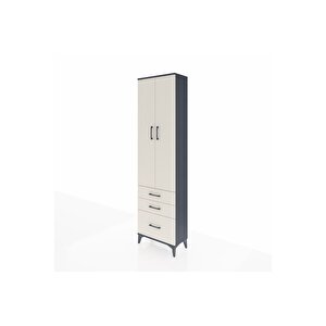 Arges Dolap 4 Raflı 3 Çekmeceli 2 Kapaklı 60x30x221 Antrasit-aytaşı