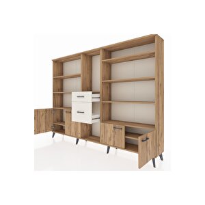 Arges Dolap 10 Raflı 2 Çekmeceli 4 Kapaklı 220x30x163 Çam-çam/aytaşı