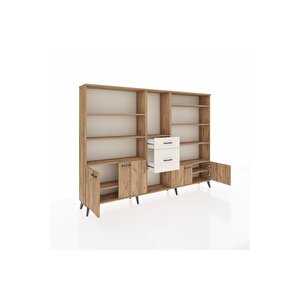 Arges Dolap 10 Raflı 2 Çekmeceli 4 Kapaklı 220x30x163 Çam-çam/aytaşı