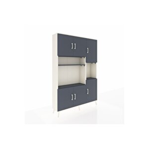 Arges Gardrop 9 Raflı 6 Kapaklı 132x30x195 Aytaşı-antrasit