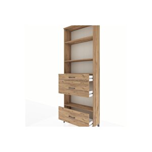 Arges Dolap 4 Raflı 3 Çekmeceli 88x30x243 Çam-çam