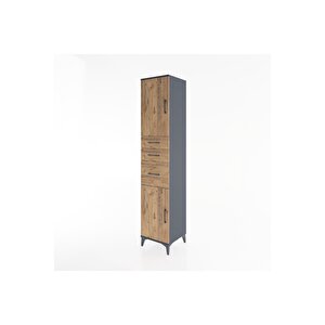 Hyperion Dolap 3 Raflı 3 Çekmeceli 2 Kapaklı 44x44x221 Antrasit-çam