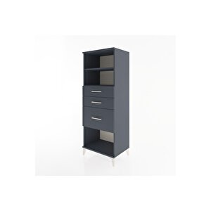 Hyperion Dolap 2 Raflı 3 Çekmeceli 60x44x163 Antrasit-antrasit