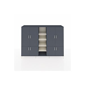 Hyperion Dolap 14 Raflı 8 Kapaklı 220x44x163 Antrasit-antrasit/aytaşı