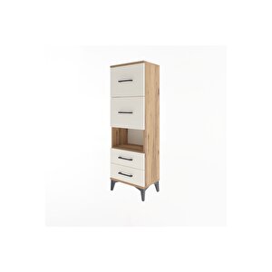 Arges Dolap Tek Raflı 4 Çekmeceli 44x30x134 Çam-aytaşı