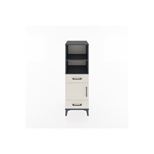 Hyperion Dolap 3 Raflı 2 Çekmeceli Tek Kapaklı 44x44x134 Antrasit-aytaşı