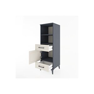 Hyperion Dolap 3 Raflı 2 Çekmeceli Tek Kapaklı 44x44x134 Antrasit-aytaşı