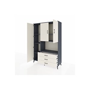 Hyperion Gardrop 6 Raflı 3 Çekmeceli 3 Kapaklı 132x44x195 Antrasit-aytaşı