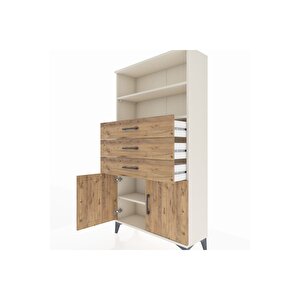 Arges Dolap 3 Raflı 3 Çekmeceli 2 Kapaklı 88x30x163 Aytaşı-çam