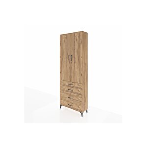 Arges Dolap 3 Raflı 4 Çekmeceli 2 Kapaklı 88x30x243 Çam-çam