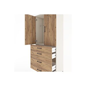 Hyperion Dolap Tek Raflı 4 Çekmeceli Tek Askılı 88x44x195 Aytaşı-çam