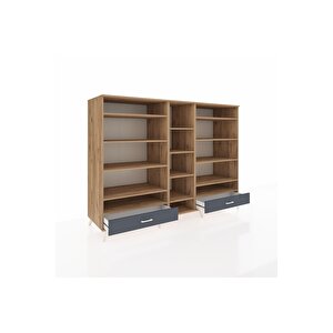 Kronos Dolap 14 Raflı 2 Çekmeceli  220x59x163 Çam-çam/antrasit