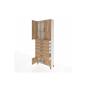 Arges Dolap 2 Raflı 5 Çekmeceli 4 Kapaklı 88x30x243 Aytaşı-çam