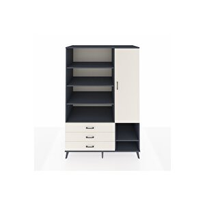 Kronos Dolap 9 Raflı 3 Çekmeceli Tek Kapaklı  132x59x195 Antrasit-aytaşı/aytaşı