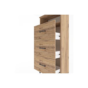 Arges Dolap Tek Raflı 3 Çekmeceli 60x30x134 Çam-çam