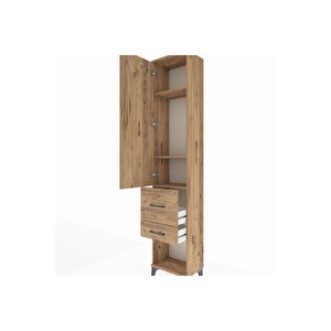 Arges Dolap 3 Raflı 2 Çekmeceli Tek Kapaklı 44x30x221 Çam-çam