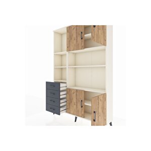 Arges Dolap 8 Raflı 4 Çekmeceli 4 Kapaklı 132x30x195 Aytaşı-çam/antrasit