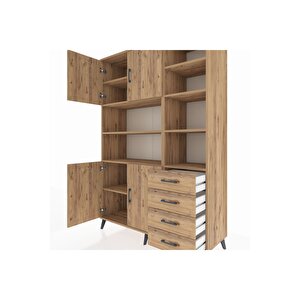 Hyperion Gardrop 9 Raflı 4 Çekmeceli 4 Kapaklı 132x44x195 Çam-çam