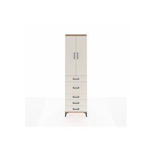 Arges Dolap 3 Raflı 5 Çekmeceli 2 Kapaklı 60x30x221 Çam-aytaşı