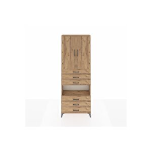 Arges Dolap 4 Raflı 6 Çekmeceli 2 Kapaklı 88x30x243 Çam-çam