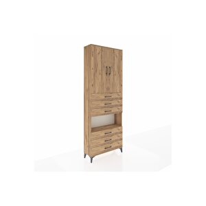 Arges Dolap 4 Raflı 6 Çekmeceli 2 Kapaklı 88x30x243 Çam-çam