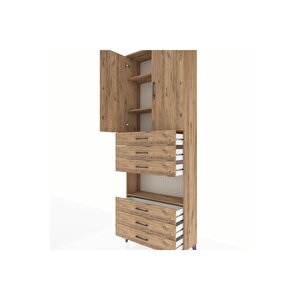 Arges Dolap 4 Raflı 6 Çekmeceli 2 Kapaklı 88x30x243 Çam-çam
