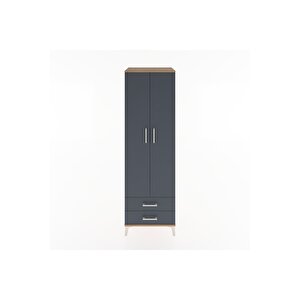 Hyperion Dolap 2 Raflı 2 Çekmeceli Tek Askılı 60x44x195 Çam-antrasit