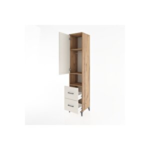 Hyperion Dolap 3 Raflı 2 Çekmeceli Tek Askılı 44x44x221 Çam-aytaşı