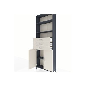 Arges Dolap 4 Raflı 3 Çekmeceli 2 Kapaklı 88x30x243 Antrasit-aytaşı