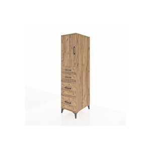 Kronos Dolap Tek Raflı 4 Çekmeceli Tek Kapaklı 44x59x182 Çam-çam