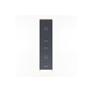 Hyperion Dolap 3 Raflı 3 Çekmeceli 4 Kapaklı 60x44x243 Çam-antrasit