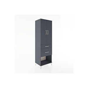 Hyperion Dolap Tek Raflı 2 Çekmeceli Tek Askılı 60x44x195 Antrasit-antrasit
