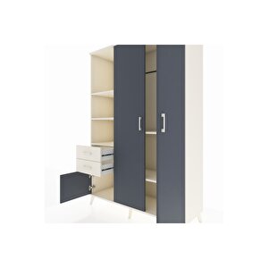 Hyperion Dolap 5 Raflı 2 Çekmeceli Tek Askılı 132x44x195 Aytaşı-antrasit/aytaşı