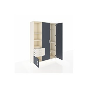 Hyperion Dolap 5 Raflı 2 Çekmeceli Tek Askılı 132x44x195 Aytaşı-antrasit/aytaşı