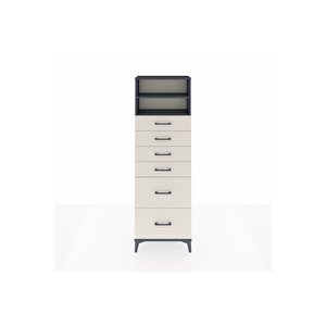 Arges Dolap 2 Raflı 6 Çekmeceli 60x30x182 Antrasit-aytaşı