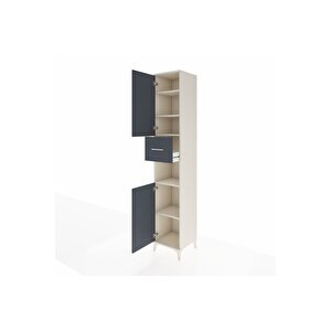 Hyperion Dolap 5 Raflı Tek Çekmeceli 2 Kapaklı 44x44x243 Aytaşı-antrasit