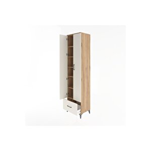 Hyperion Dolap 6 Raflı Tek Çekmeceli 2 Kapaklı 60x44x243 Çam-aytaşı