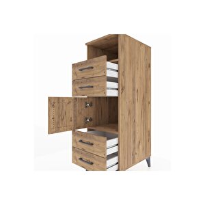 Kronos Dolap 2 Raflı 4 Çekmeceli Tek Kapaklı 44x59x134 Çam-çam