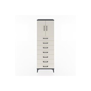 Hyperion Dolap Tek Raflı 7 Çekmeceli 2 Kapaklı 60x44x182 Antrasit-aytaşı