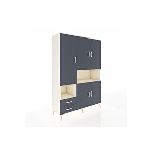 Hyperion Gardrop 10 Raflı 2 Çekmeceli 5 Kapaklı 132x44x195 Aytaşı-antrasit