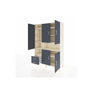 Hyperion Gardrop 10 Raflı 2 Çekmeceli 5 Kapaklı 132x44x195 Aytaşı-antrasit