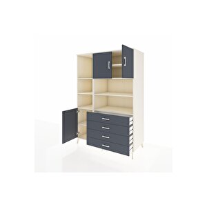 Kronos Dolap 8 Raflı 4 Çekmeceli 3 Kapaklı 132x59x195 Aytaşı-antrasit/antrasit