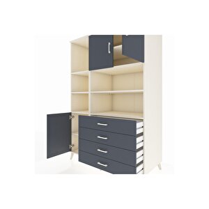 Kronos Dolap 8 Raflı 4 Çekmeceli 3 Kapaklı 132x59x195 Aytaşı-antrasit/antrasit