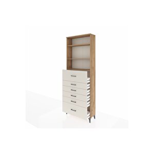 Arges Dolap 3 Raflı 6 Çekmeceli 88x30x243 Çam-aytaşı